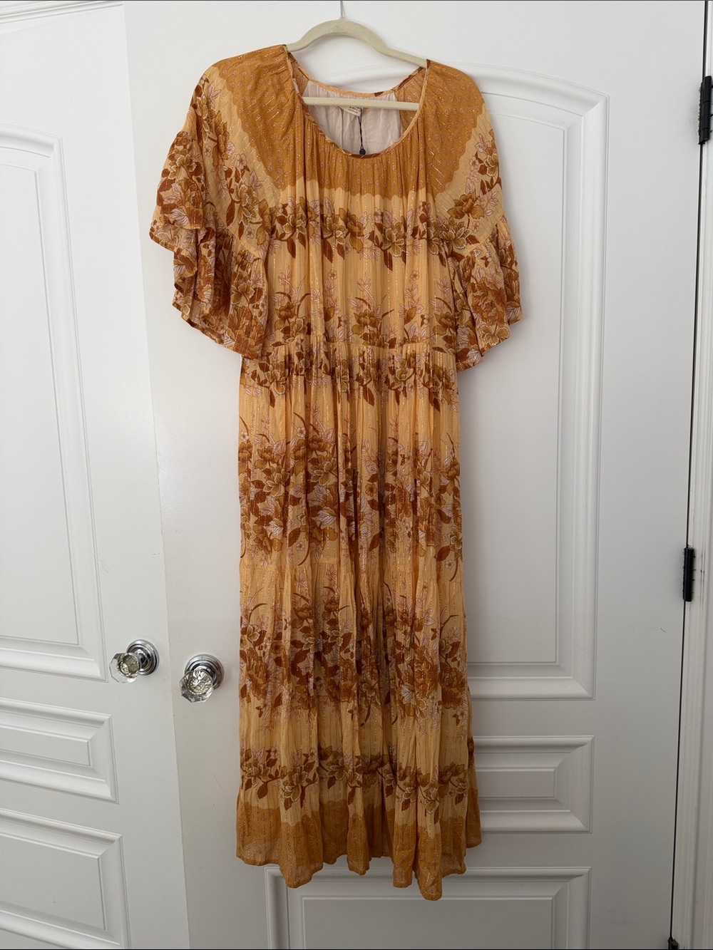 Spell Golden Brown Floral Maxi Dress